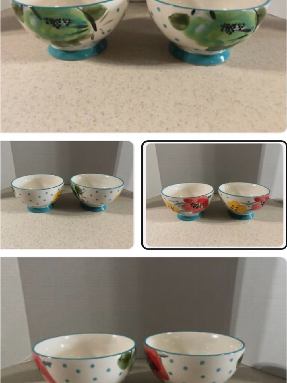 Pioneer Woman Polka Dot Stoneware Bowls set of 2 - Picture 8 of 8